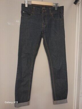 Solid Men’s Slim Straight Jeans in Dark Blue